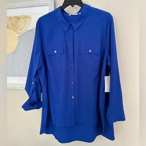 Notations Blouse in Cobalt Blue - Size 3X